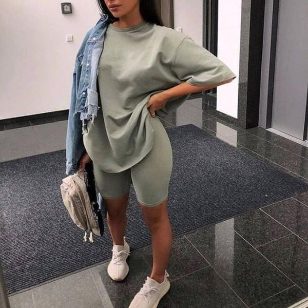 women's tracksuits fashion two piece suit casual solid ladies tracksuit 2022 summer outfits for women loose sports conjunto feminino, Gray
women's tracksuits fashion two piece suit casual solid ladies tracksuit 2022 summer outfits for women loose sports conjunto feminino, Gray