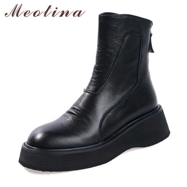 meotina winter ankle boots women natural genuine leather zip flat platform short boots pleated round toe shoes lady fall size 39 210608, Black
meotina winter ankle boots women natural genuine leather zip flat platform short boots pleated round toe shoes lady fall size 39 210608, Black