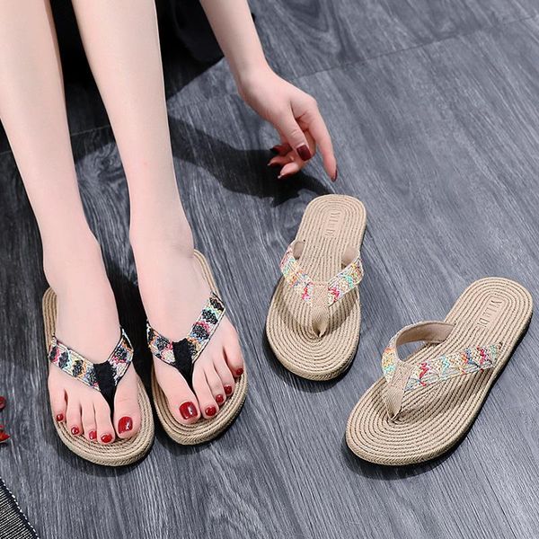slippers 2021 seaside imitation straw student flip flops women's shoes summer fashion simple outer wear flat beach sandals and, Black
slippers 2021 seaside imitation straw student flip flops women's shoes summer fashion simple outer wear flat beach sandals and, Black