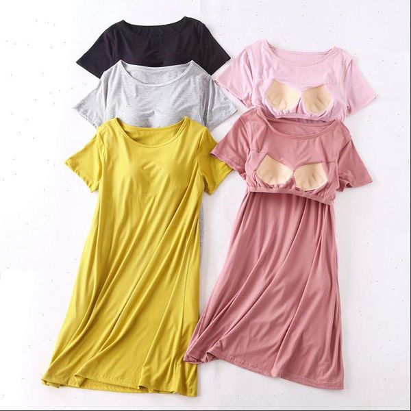 short sleeve night dress womens sleepwears summer nightgown chest pads large size cotton nightshirt comfortable modal female sleepwear, Black;red
short sleeve night dress womens sleepwears summer nightgown chest pads large size cotton nightshirt comfortable modal female sleepwear, Black;red