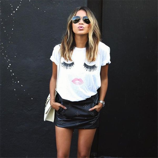 fashion eyelashes eyes lips casual women t shirts summer tshirts femme amp tees vintage black gothic plus size, White
fashion eyelashes eyes lips casual women t shirts summer tshirts femme amp tees vintage black gothic plus size, White