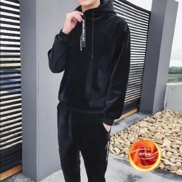 jogging clothing men autumn and winter 2021korean fashion double-sided fleece hooded men's sweater thickened sports two-piece suit, Black;red
jogging clothing men autumn and winter 2021korean fashion double-sided fleece hooded men's sweater thickened sports two-piece suit, Black;red