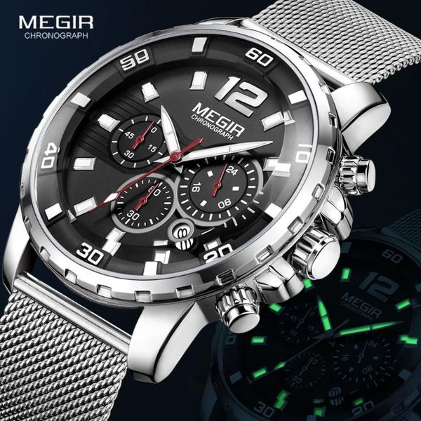 wristwatches megir chronograph quartz watches for men 2021 luxury brand military sport waterproof wristwatch men's mesh strap watch clo, Slivery;brown
wristwatches megir chronograph quartz watches for men 2021 luxury brand military sport waterproof wristwatch men's mesh strap watch clo, Slivery;brown