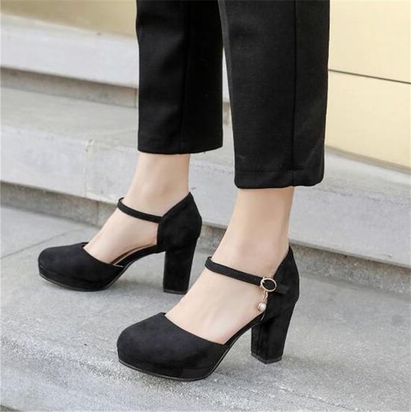 square block high heel sandals ladies shoes office faux suede buckle ankle strap shallow 2021 summer plus size, Black
square block high heel sandals ladies shoes office faux suede buckle ankle strap shallow 2021 summer plus size, Black