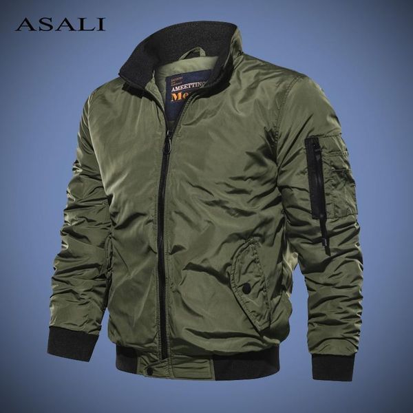 men's jackets asali military jacket men windproof autumn winter solid bomber man outwear casual mens flight jaqueta masculina, Black;brown