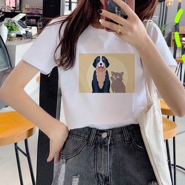 women summer cute cat printing o-neck t-shirt vogue kawaii ladies casual streetclothing women's, White
women summer cute cat printing o-neck t-shirt vogue kawaii ladies casual streetclothing women's, White