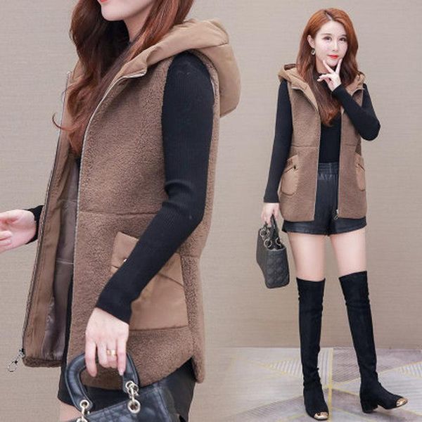 women's vests 2021 arrival autumn and winter outer wear hooded vest thick lamb's wool coat fur short paragraph tide, Black;white
women's vests 2021 arrival autumn and winter outer wear hooded vest thick lamb's wool coat fur short paragraph tide, Black;white