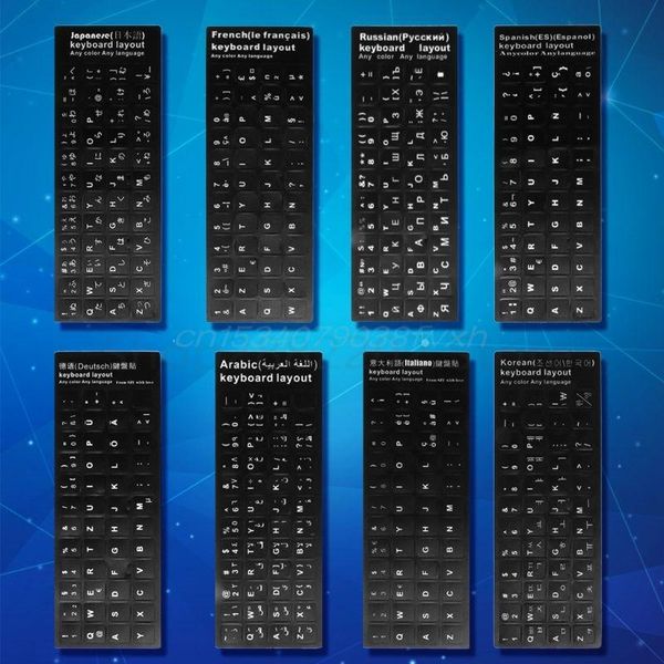 durable russian/french/spanish/japanese/german/arabic/korean/italian keyboard language sticker with white lettering covers
durable russian/french/spanish/japanese/german/arabic/korean/italian keyboard language sticker with white lettering covers