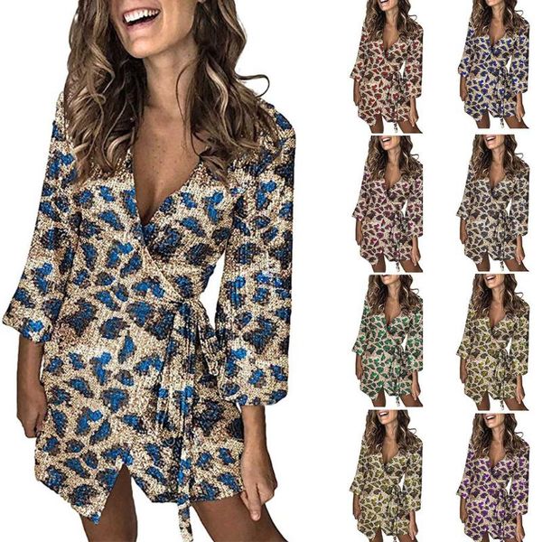 casual dresses fashion women's belt sequin v-neck split dress, Black;gray
casual dresses fashion women's belt sequin v-neck split dress, Black;gray