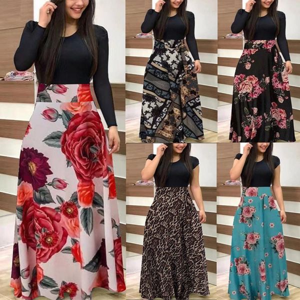 summer spring casual women maxi dress flower print stitching elegant long party vintage women's plus size sundress 210520, Black;gray
summer spring casual women maxi dress flower print stitching elegant long party vintage women's plus size sundress 210520, Black;gray
