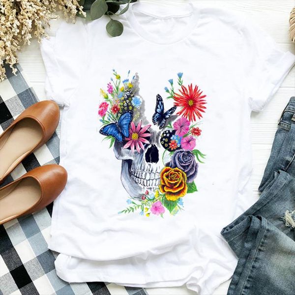 floral butterfly skull 90s womens t shirt fall autumn halloween print tee graphic, White
floral butterfly skull 90s womens t shirt fall autumn halloween print tee graphic, White