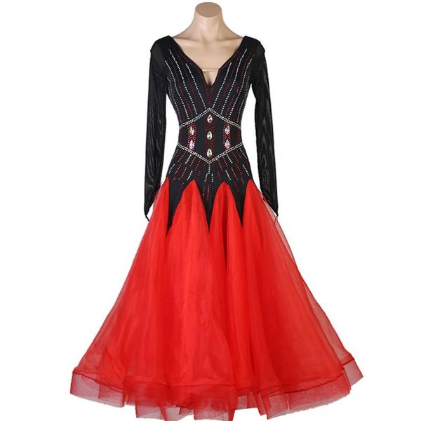 stage wear custom smooth dance training dresses long modern practice dress ballroom dancing clothes for women, Black;red
stage wear custom smooth dance training dresses long modern practice dress ballroom dancing clothes for women, Black;red