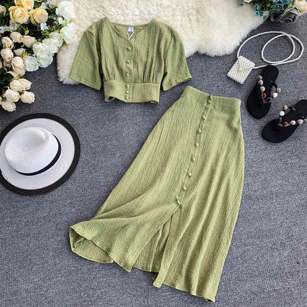 women two piece set summer v neck short sleeve tunic waist crop + high long skirt suits 210423, White
women two piece set summer v neck short sleeve tunic waist crop + high long skirt suits 210423, White