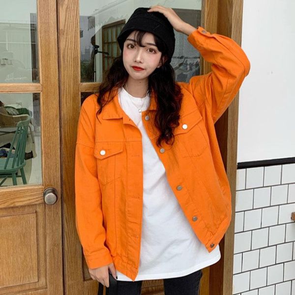 women's jackets 2021 spring autumn loose harajuku orange denim jacket women plus size ropa de mujer casual bomber korean female outerwe, Black;brown
women's jackets 2021 spring autumn loose harajuku orange denim jacket women plus size ropa de mujer casual bomber korean female outerwe, Black;brown
