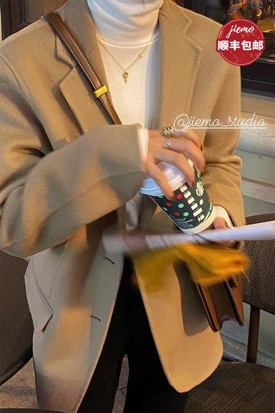 mustard self-made double-sided cashmere coat women's autumn and winter korean short temperament camel color wool suit suits & blazers, White;black
mustard self-made double-sided cashmere coat women's autumn and winter korean short temperament camel color wool suit suits & blazers, White;black
