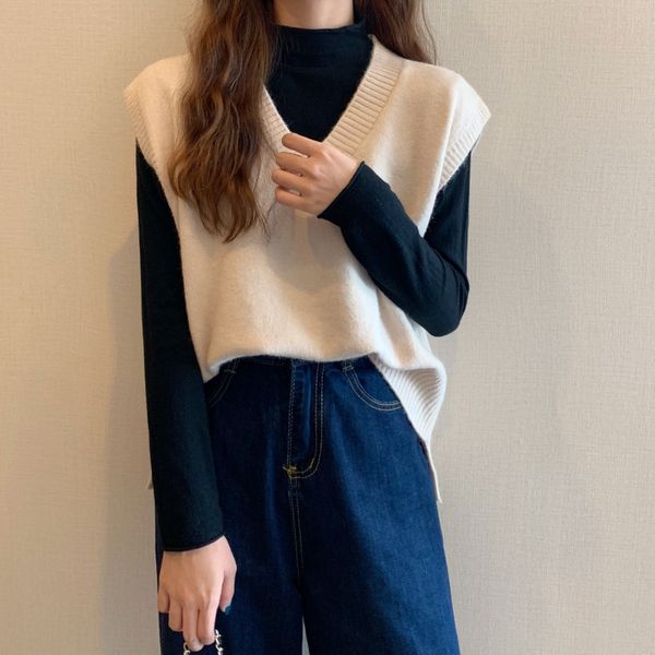 2021 autumn and winter korean loose super texture warm foreign style split knit vt for women, Black;white
2021 autumn and winter korean loose super texture warm foreign style split knit vt for women, Black;white