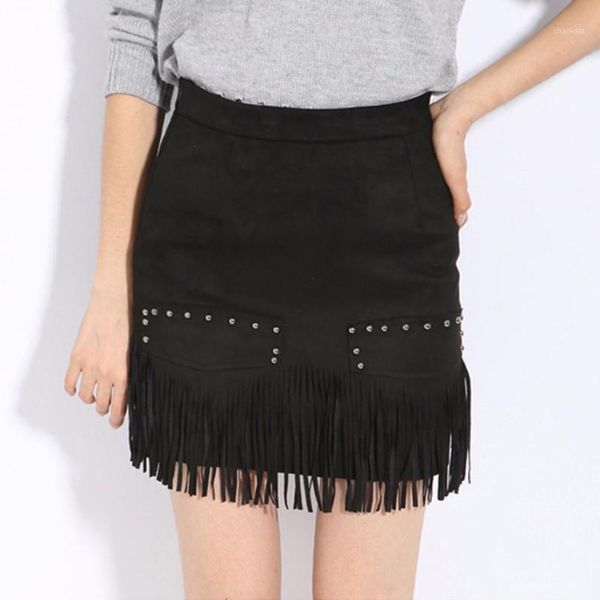suede fringed skirt ladies solid color tassel women street clothing women's shorts, White;black
suede fringed skirt ladies solid color tassel women street clothing women's shorts, White;black