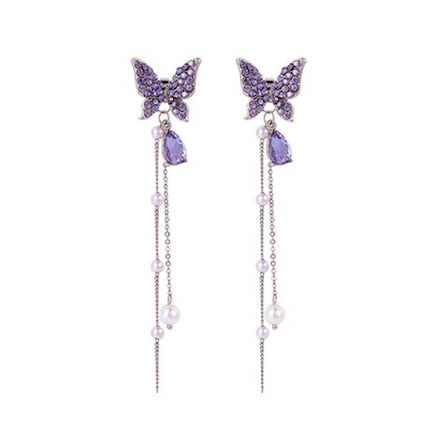 fashion shiny butterfly rhinestone drop dangle earrings women elegant long pearl tassel chain pendant party jewelry for girl gift 1 pair, Silver
fashion shiny butterfly rhinestone drop dangle earrings women elegant long pearl tassel chain pendant party jewelry for girl gift 1 pair, Silver