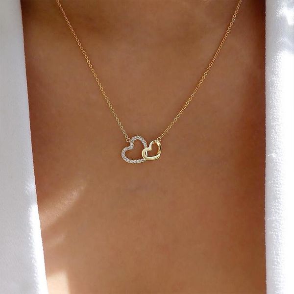 romantic simple big small heart-shaped necklace exquisite crystal zircon pendant gold clavicle chain women's wedding jewelry necklaces, Silver
romantic simple big small heart-shaped necklace exquisite crystal zircon pendant gold clavicle chain women's wedding jewelry necklaces, Silver