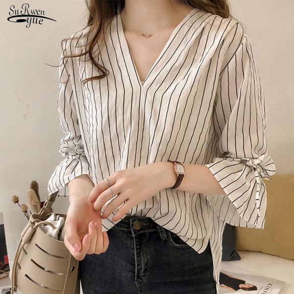 blusa verano mujer summer korean version trumpet sleeves v-neck tide design striped shirt women and blouse 9212 50 210427, White
blusa verano mujer summer korean version trumpet sleeves v-neck tide design striped shirt women and blouse 9212 50 210427, White