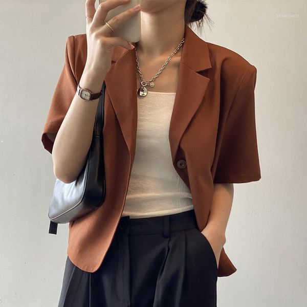 women's suits & blazers solid short-sleeved small suit women 2021 summer korean loose temperament jacket blazer 8015h, White;black
women's suits & blazers solid short-sleeved small suit women 2021 summer korean loose temperament jacket blazer 8015h, White;black