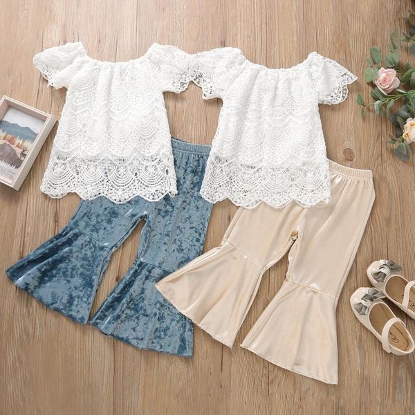 clothing sets summer 2pcs kids set solid color lace short-sleeves t-shirt + velvet flared trousers outfits for girls 1-6 years, White
clothing sets summer 2pcs kids set solid color lace short-sleeves t-shirt + velvet flared trousers outfits for girls 1-6 years, White