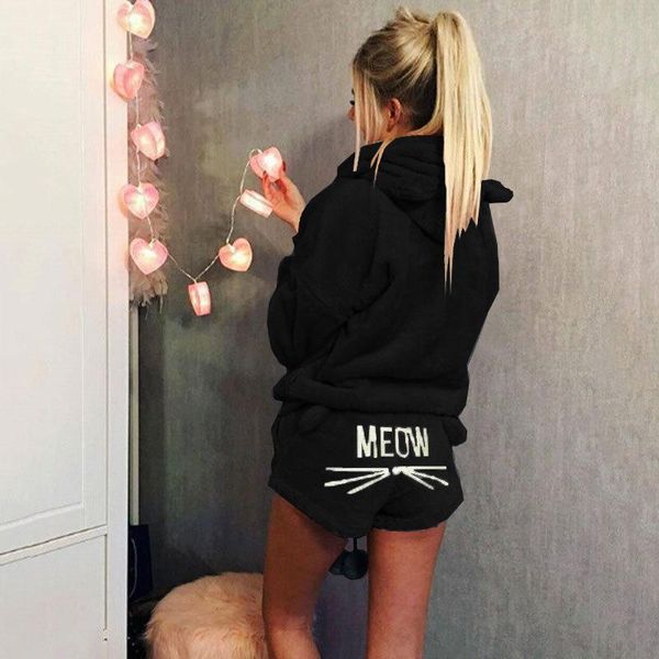 winter pajama sets cat womens sleepwears embroidered pajamas cute hooded loose casual warm sleepwear set, Black;red
winter pajama sets cat womens sleepwears embroidered pajamas cute hooded loose casual warm sleepwear set, Black;red
