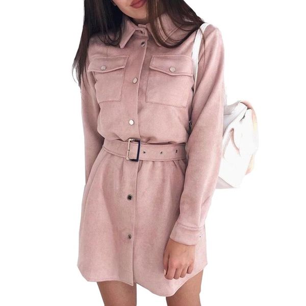 2021 Autumn Women's dresses Solid Color Single Breasted Turn Down Collar Long Sleeve Suede women Dress with Belt, Black;gray
2021 Autumn Women's dresses Solid Color Single Breasted Turn Down Collar Long Sleeve Suede women Dress with Belt, Black;gray