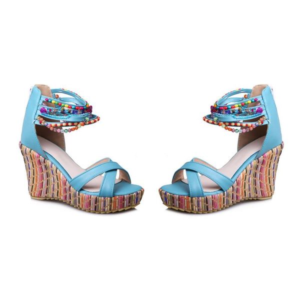 big size 33-43 summer fashion women solid ethnic string bead heels wedge sandals 4 colors dress shoes, Black
big size 33-43 summer fashion women solid ethnic string bead heels wedge sandals 4 colors dress shoes, Black