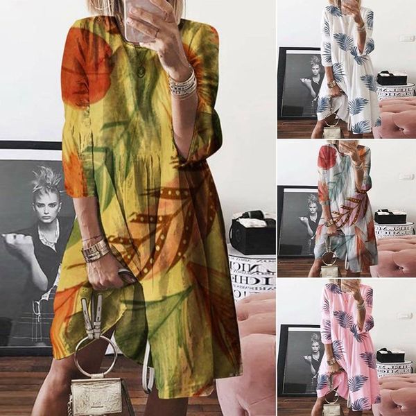 casual dresses vintage floral print mid-length dress 2021 autumn women o-neck three quarter sleeve leaf loose lady vestidos murjer, Black;gray
casual dresses vintage floral print mid-length dress 2021 autumn women o-neck three quarter sleeve leaf loose lady vestidos murjer, Black;gray