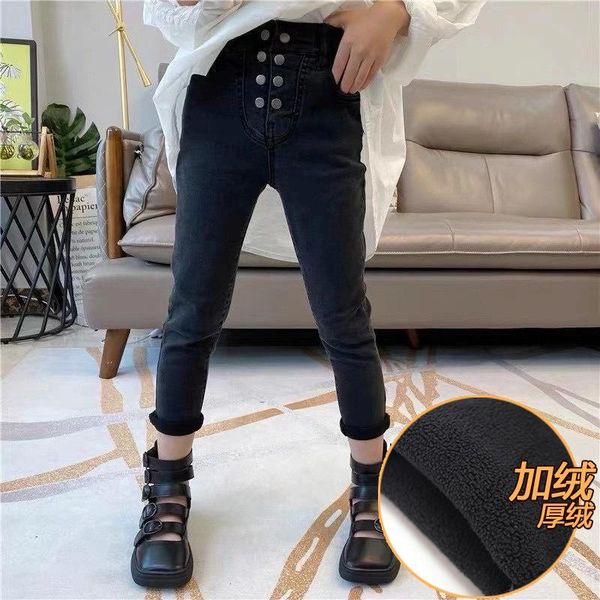 3-7 years winter girls fashion thick warm fleece jeans pant with buttons baby kids children denim trousers, Blue
3-7 years winter girls fashion thick warm fleece jeans pant with buttons baby kids children denim trousers, Blue