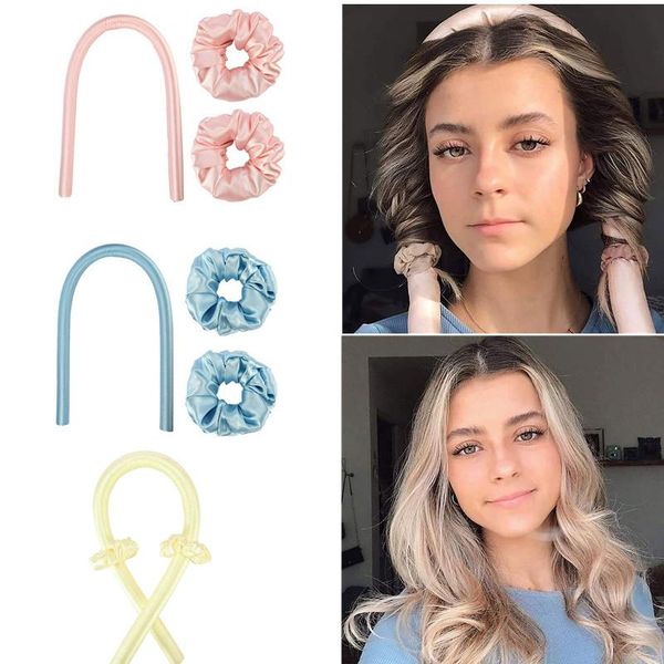 sleeping hair rollers flexible curling rods magic wave curler no heat spiral pear flower iron modeling accessories, Slivery;white
sleeping hair rollers flexible curling rods magic wave curler no heat spiral pear flower iron modeling accessories, Slivery;white