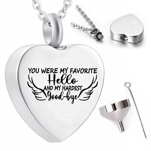 heart-shaped feather cremation jewelry pendant souvenir necklace - your wings were ready but my heart was not, Silver
heart-shaped feather cremation jewelry pendant souvenir necklace - your wings were ready but my heart was not, Silver
