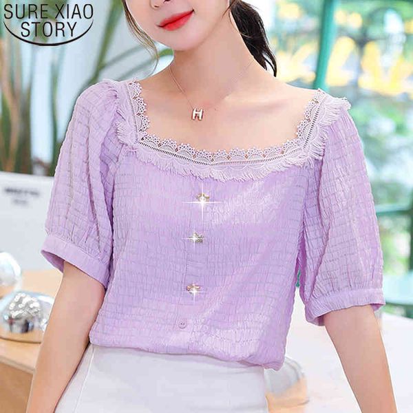 square collar lace chiffon blouses women summer pullover puff short sleeve fashion plus size loose shirts blusas 10206 210417, White
square collar lace chiffon blouses women summer pullover puff short sleeve fashion plus size loose shirts blusas 10206 210417, White