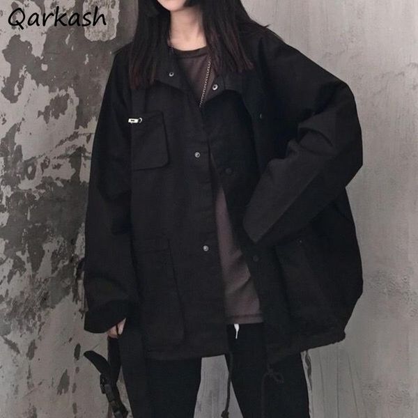 jacket women spring oversize retro solid black all-match safari coats cargo fashion ins bf vintage ulzzang simple covered button women', Black;brown
jacket women spring oversize retro solid black all-match safari coats cargo fashion ins bf vintage ulzzang simple covered button women', Black;brown