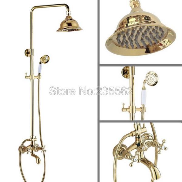 gold color brass 6.3 inch bathroom rain shower faucet set wall mounted dual handle bathtub spout mixer taps lgf456 sets
gold color brass 6.3 inch bathroom rain shower faucet set wall mounted dual handle bathtub spout mixer taps lgf456 sets