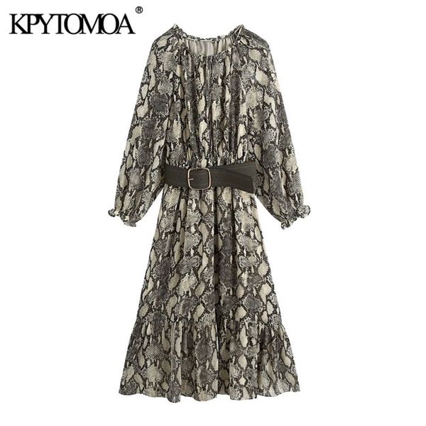 women chic fashion with belt snake print ruffled midi dress vintage long sleeve elastic waist female dresses mujer 210421, Black;gray
women chic fashion with belt snake print ruffled midi dress vintage long sleeve elastic waist female dresses mujer 210421, Black;gray