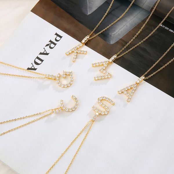 pendant necklaces daihe luxury letter cz necklace 18k gold women crystal zircon copper chain for jewelry wholesale, Silver
pendant necklaces daihe luxury letter cz necklace 18k gold women crystal zircon copper chain for jewelry wholesale, Silver