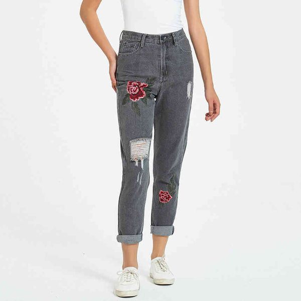 jeans spring embroidered jeans high waisted hole ripped pants women streetwear bf style pure cotton denim trousers, Blue
jeans spring embroidered jeans high waisted hole ripped pants women streetwear bf style pure cotton denim trousers, Blue
