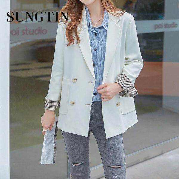 women's suits & blazers sungtin korean style double breasted blazer women office lady fashion solid color vintage coats female plaid el, White;black
women's suits & blazers sungtin korean style double breasted blazer women office lady fashion solid color vintage coats female plaid el, White;black