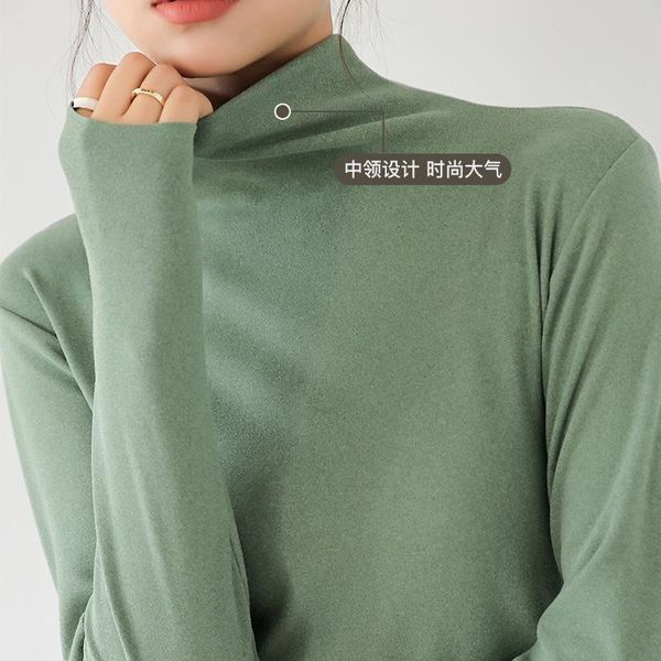 women's t-shirt half-high collar bottoming shirt inner wear autumn winter t shirts all-match black green thick sanded casual, White
women's t-shirt half-high collar bottoming shirt inner wear autumn winter t shirts all-match black green thick sanded casual, White