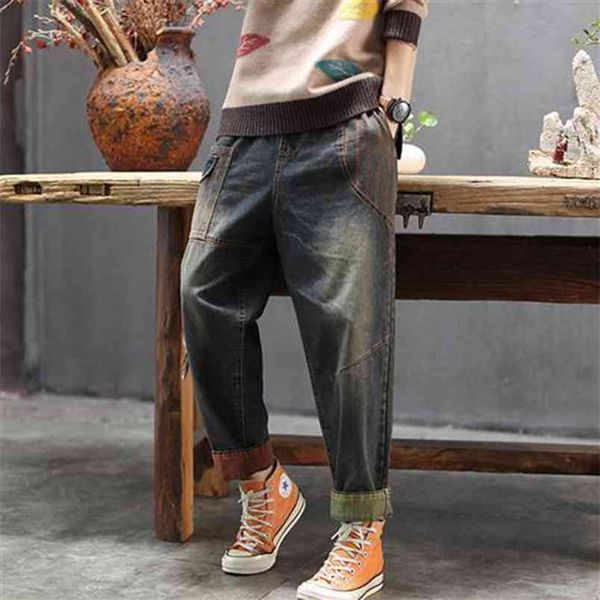 arrival spring autumn women loose vintage jeans all-matched casual elastic waist cotton denim harem pants s660 210512, Blue
arrival spring autumn women loose vintage jeans all-matched casual elastic waist cotton denim harem pants s660 210512, Blue