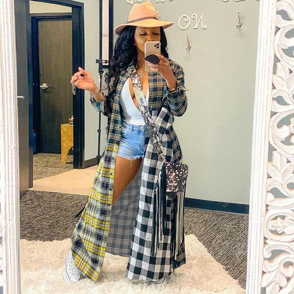women's jackets 2021 ladies autumn winter warm coats fashion long sleeve lapel single breasted casual color plaid stitching shirt coat, Black;brown
women's jackets 2021 ladies autumn winter warm coats fashion long sleeve lapel single breasted casual color plaid stitching shirt coat, Black;brown