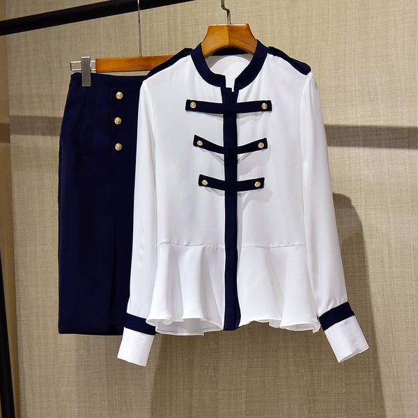 spring fashion female blouse-colored designers and pencil skirt elegant suit office, Black
spring fashion female blouse-colored designers and pencil skirt elegant suit office, Black