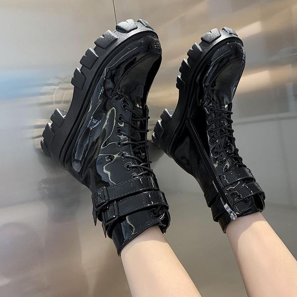 boots fashion combat patent leather women lace up gothic black platform ankle shoes botas mujer
boots fashion combat patent leather women lace up gothic black platform ankle shoes botas mujer