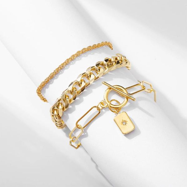 charm bracelets 3pcs punk curb cuban chain set for women miami boho thick gold color bangles fashion jewelry, Golden;silver
charm bracelets 3pcs punk curb cuban chain set for women miami boho thick gold color bangles fashion jewelry, Golden;silver