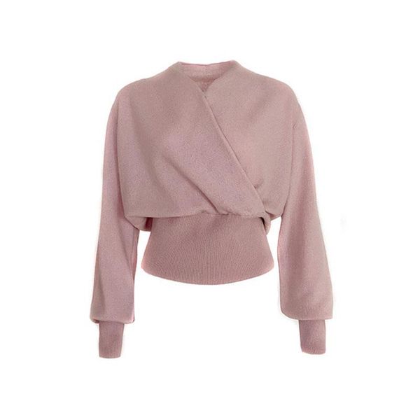 women's sweaters fashion 2021 winter comfort simple cross v-neck wool and cashmere short long sleeve pullover the comfy, White;black