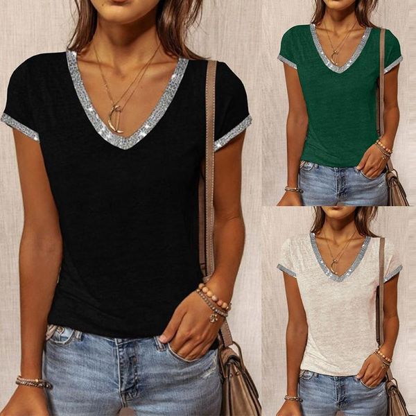 women's t-shirt summer v-neck short sleeve shirt fashion casual contrast color slim harajuku oversize pullover tshirt ropa de mujer, White
women's t-shirt summer v-neck short sleeve shirt fashion casual contrast color slim harajuku oversize pullover tshirt ropa de mujer, White