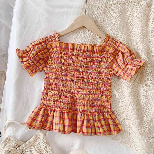 girls shirt summer baby short-sleeve children's plaid princess fashion puff sleeve girl clothes 210515, White;black
girls shirt summer baby short-sleeve children's plaid princess fashion puff sleeve girl clothes 210515, White;black