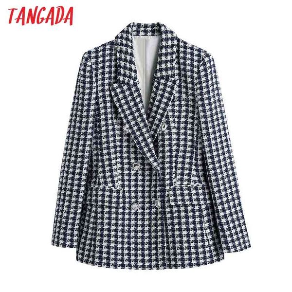 women elegant double breasted plaid tweed blazer coat vintage long sleeve pockets office lady outerwear be613 210416, Black
women elegant double breasted plaid tweed blazer coat vintage long sleeve pockets office lady outerwear be613 210416, Black